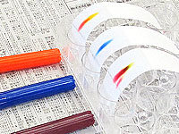 ものづくり・理科実験教室:神奈川県座間市青少年センター ガオ・ぱーく『わくわくサイエンスくらぶ』 水性ペンの謎を解く! 3色が分離を始めているところ