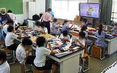 関西本部:理科分科会:私立雲雀丘学園小学校 「やってみなはれ塾」理科体験教室 第2回 まるでマジック ふしぎな輪っか 実験教室風景